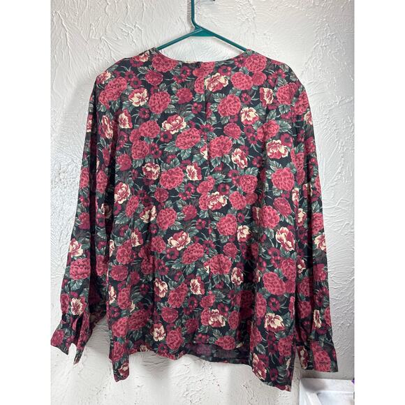 Country Sophisticates Pendleton Top Womens Red Floral VTG Blouse Oregon Size 22 - Picture 2 of 5